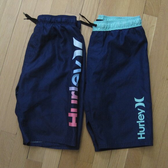 (2) Hurley Boys Swimsuit Shorts Size L (12-13yr) Blue Royal Swim Trunks Navy - Picture 2 of 10